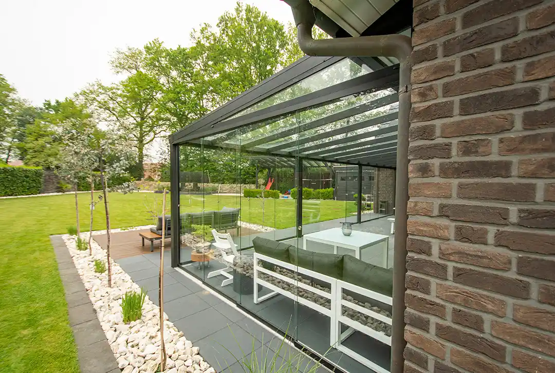 Kaltwintergarten Aluminium 700x250cm VSG schwarz - Image 8