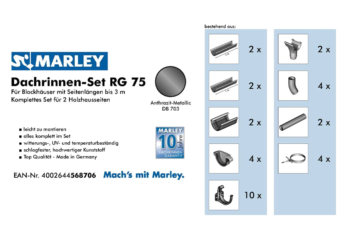 Marley Dachrinnen-Set 3m Anthrazit Metallic für Gartenhäuser - Image 3