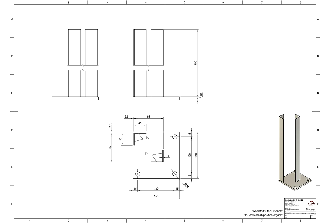 Pfostenträger zum Aufschrauben für Aluminiumzaun - Image 4