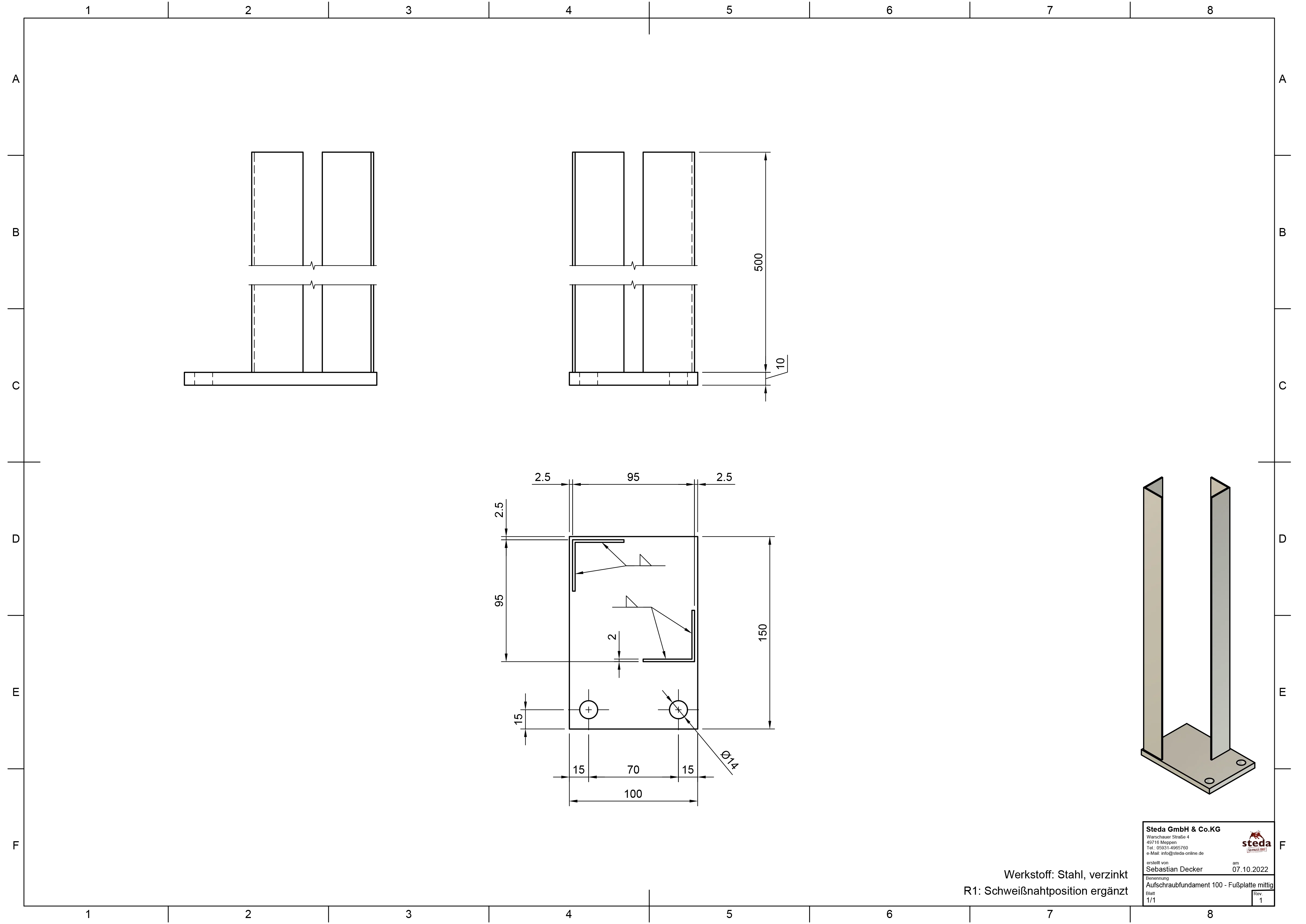Pfostenträger zum Aufschrauben für Aluminiumzaun - Image 5
