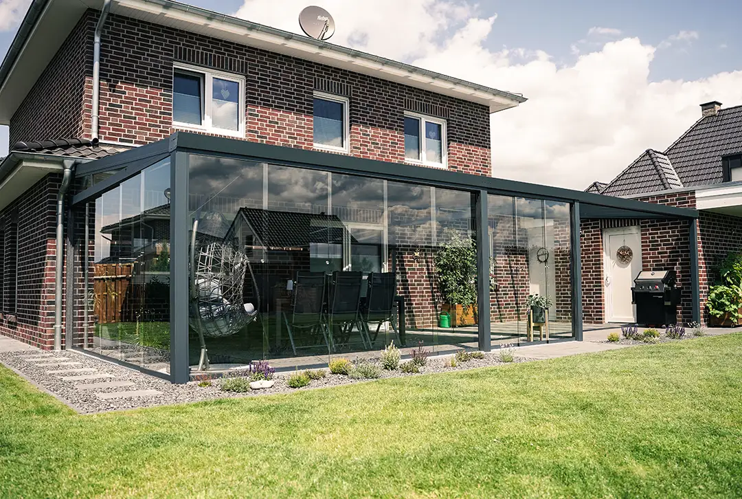 Terrassenüberdachung Aluminium 400x250cm Doppelsteg anthrazit - Image 2