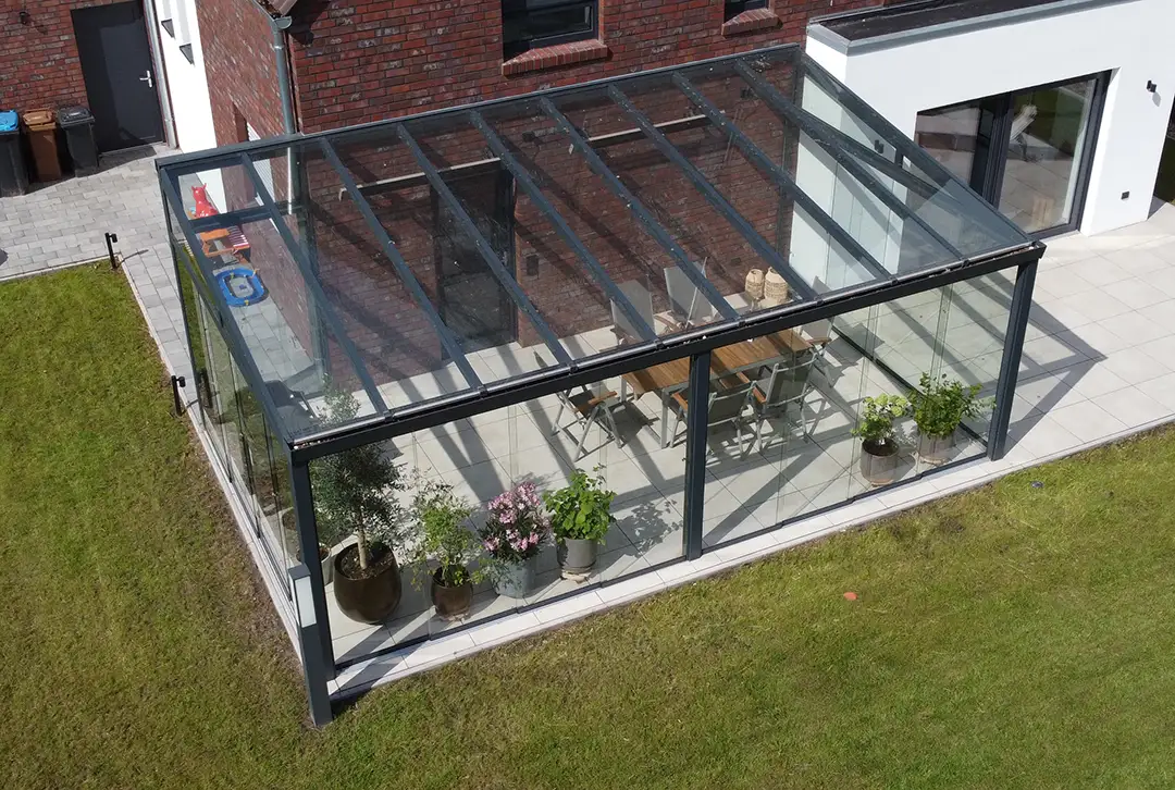 Terrassenüberdachung Aluminium 400x250cm Doppelsteg anthrazit - Image 12