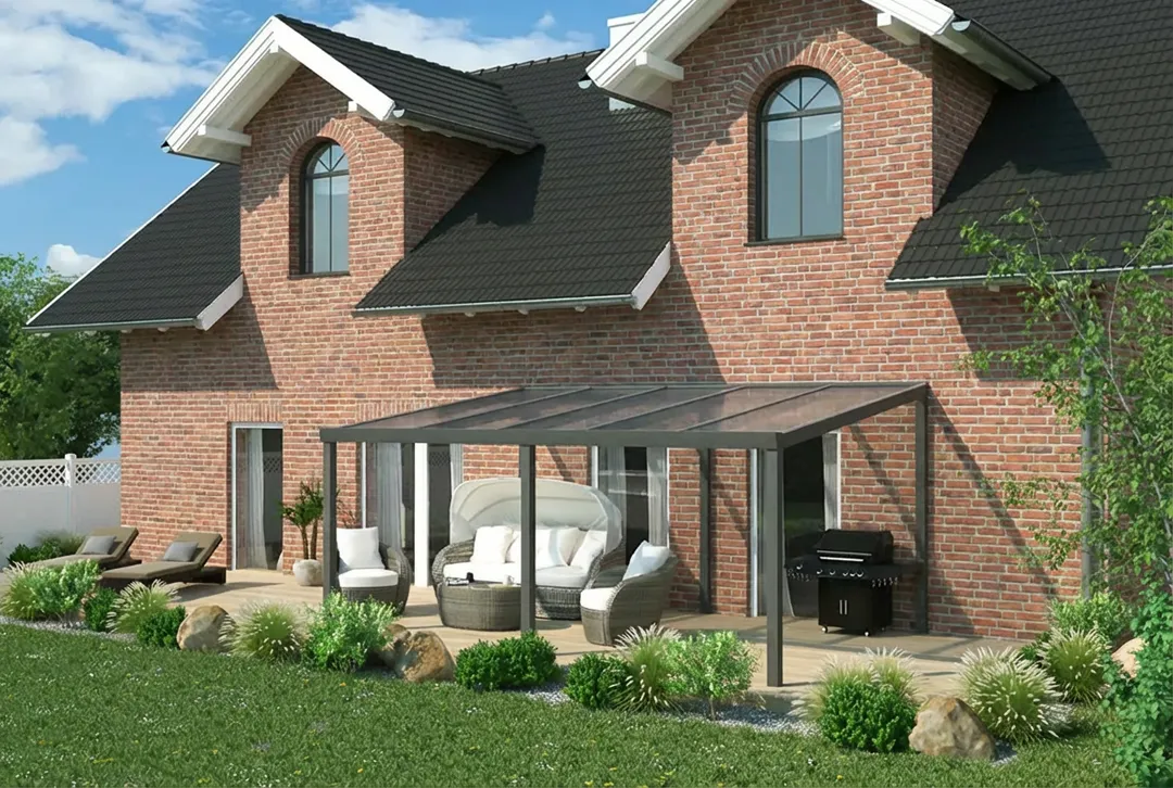 Terrassenüberdachung Aluminium 500x300cm Doppelsteg anthrazit