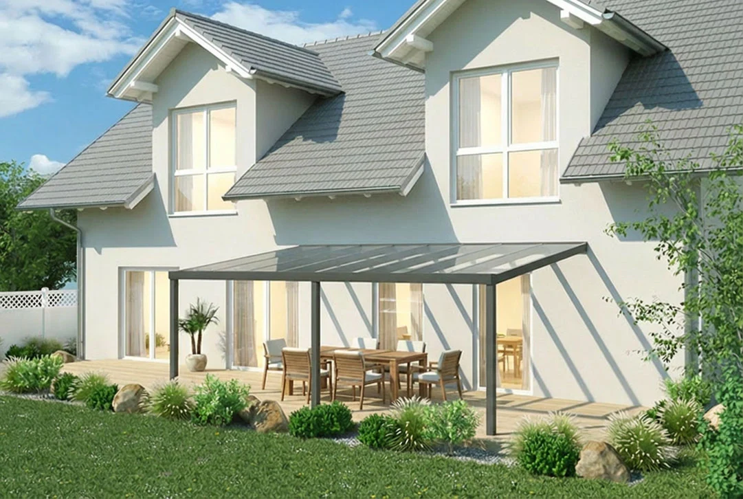 Terrassenüberdachung Aluminium 500x250cm VSG schwarz