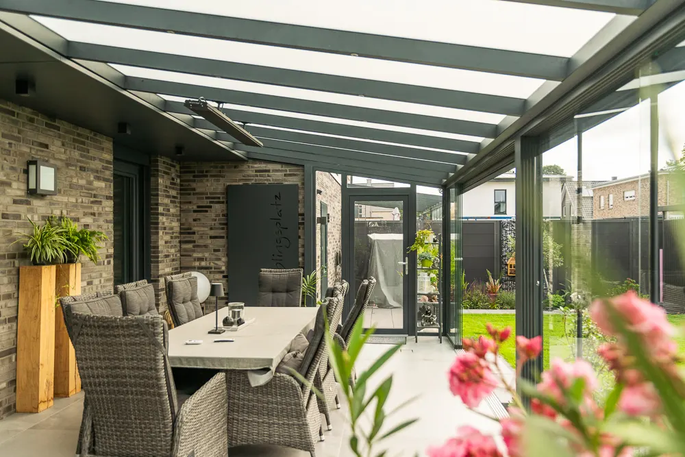 Terrassenüberdachung Aluminium 400x250cm Doppelsteg anthrazit - Image 9
