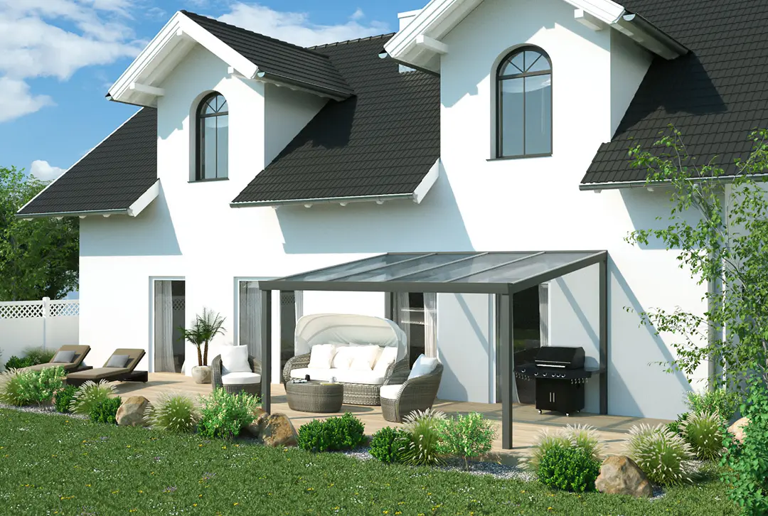 Terrassenüberdachung Aluminium 400x250cm Doppelsteg anthrazit - Image 5