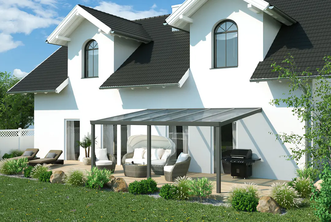 Terrassenüberdachung Aluminium 500x250cm Doppelsteg anthrazit