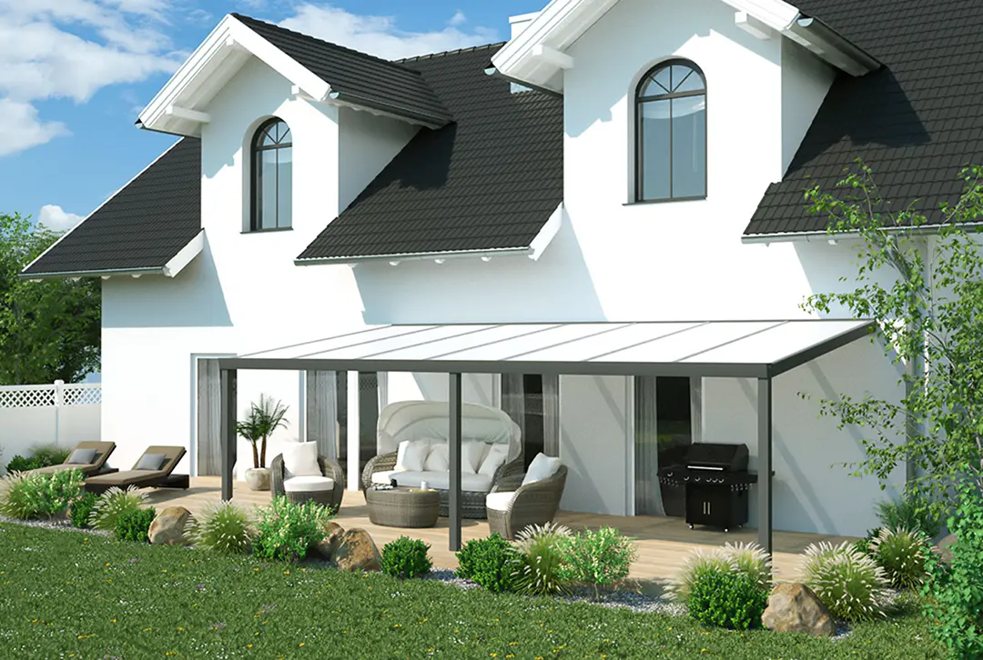 Terrassenüberdachung Aluminium 700x250cm Doppelsteg anthrazit - Image 2