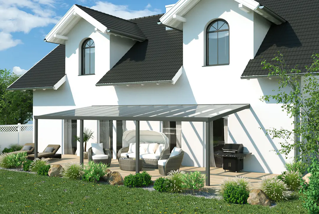 Terrassenüberdachung Aluminium 800x250cm VSG grau