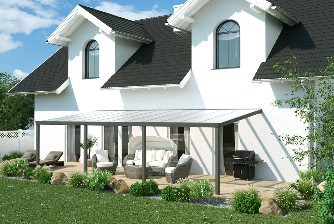 Terrassenüberdachung Aluminium 800x250cm VSG grau - Image 2