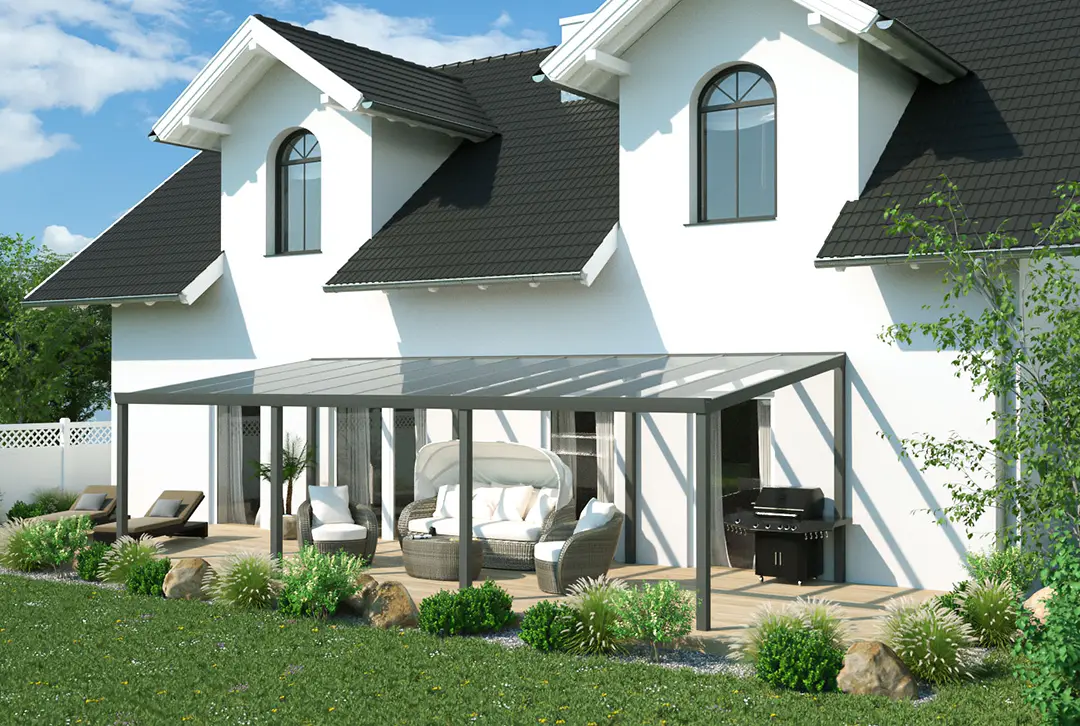 Terrassenüberdachung Aluminium 800x250cm VSG grau - Image 3