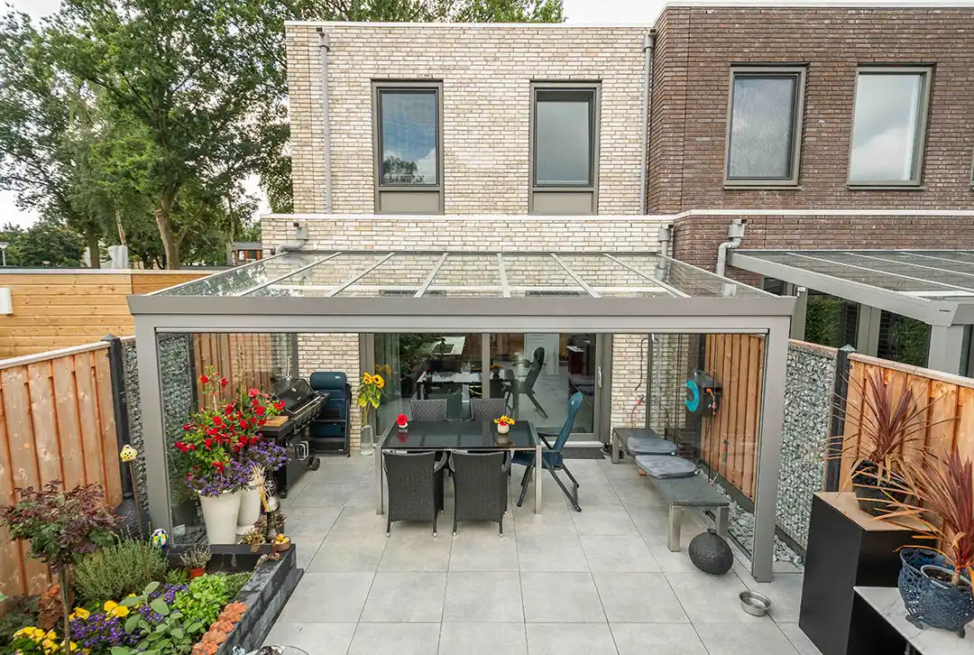 Terrassenüberdachung Aluminium 400x250cm VSG grau - Image 9