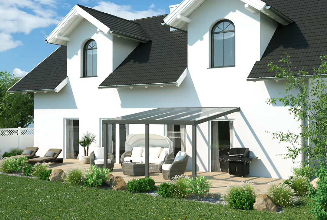 Terrassenüberdachung Aluminium 400x250cm VSG grau