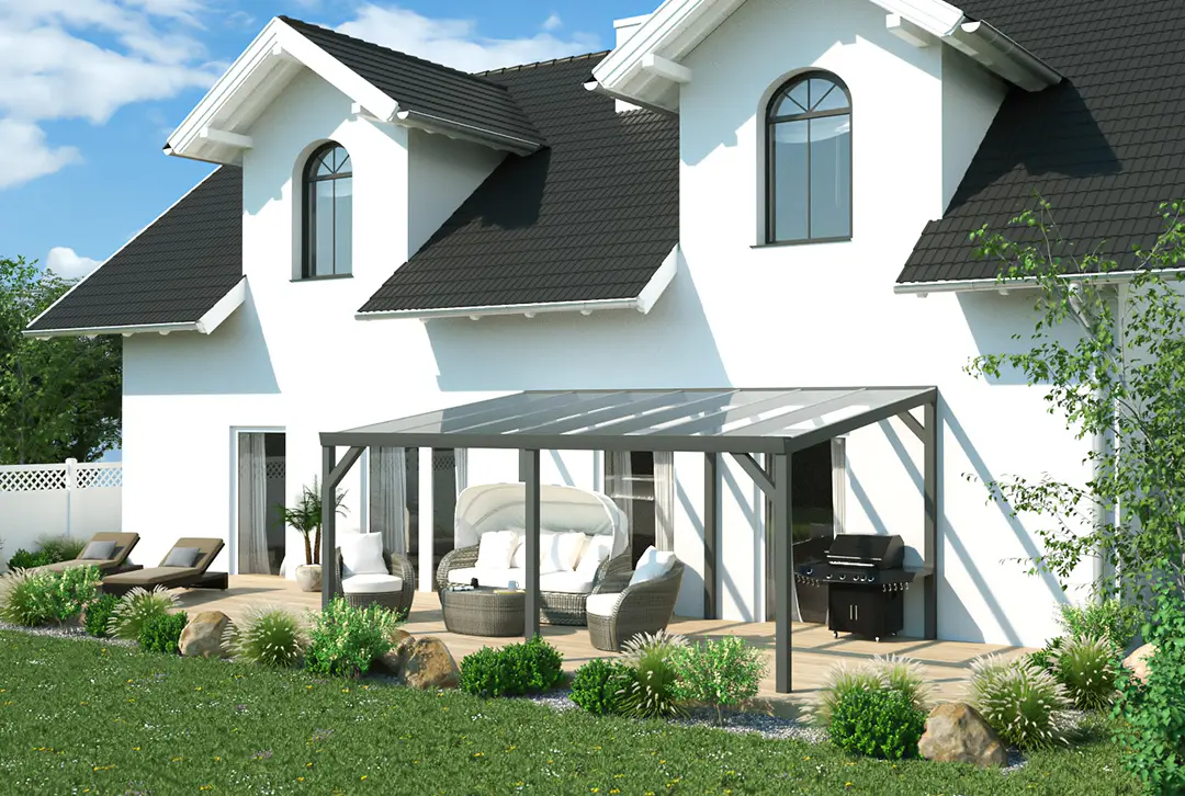 Terrassenüberdachung Aluminium 500x250cm VSG anthrazit - Image 3