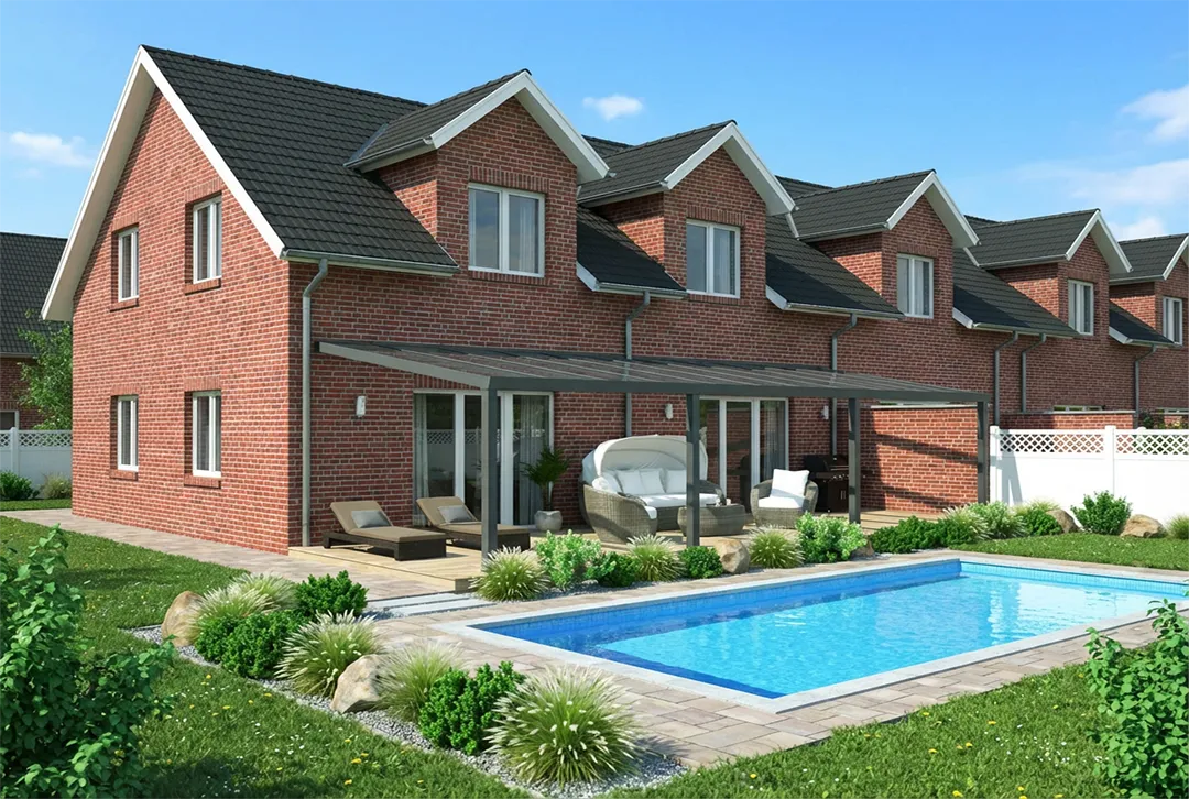 Terrassenüberdachung Aluminium 700x250cm VSG grau
