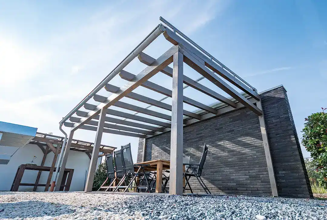 Terrassenüberdachung Holz 400x250cm VSG Natur - Image 11