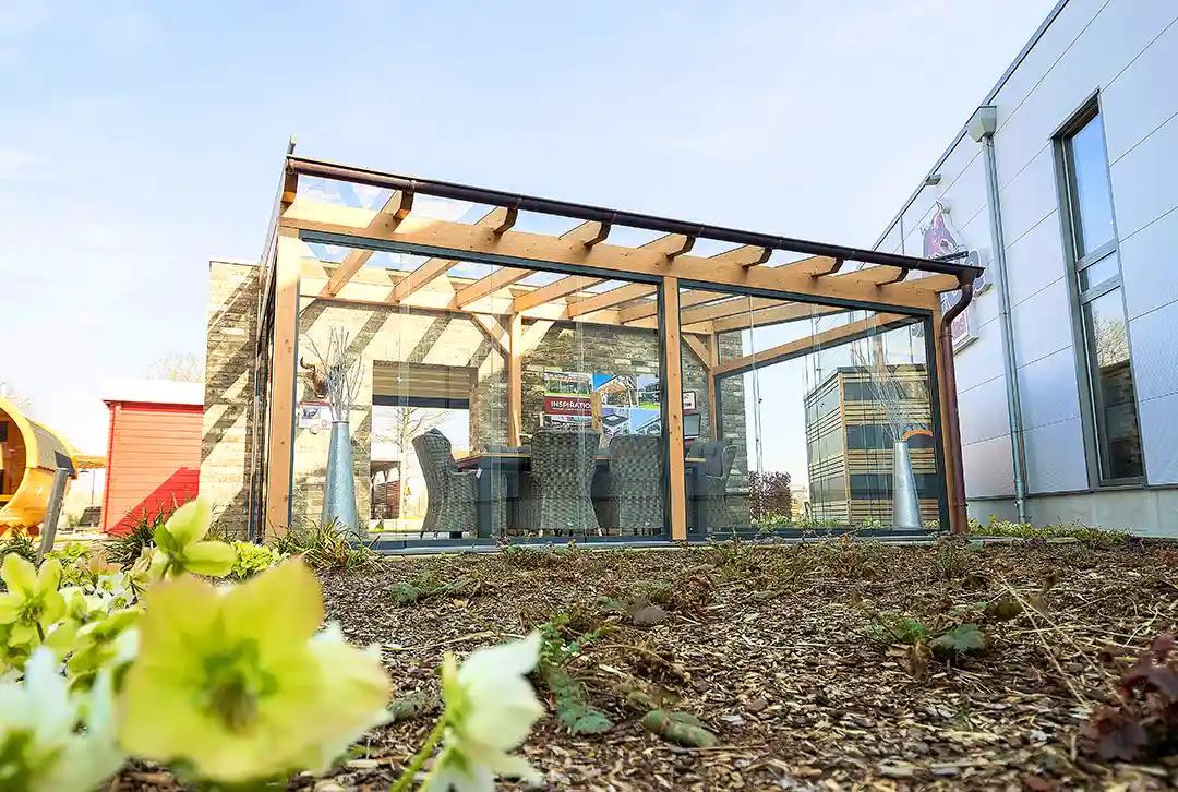 Terrassenüberdachung aus Leimholz, Wandanbau - Image 11